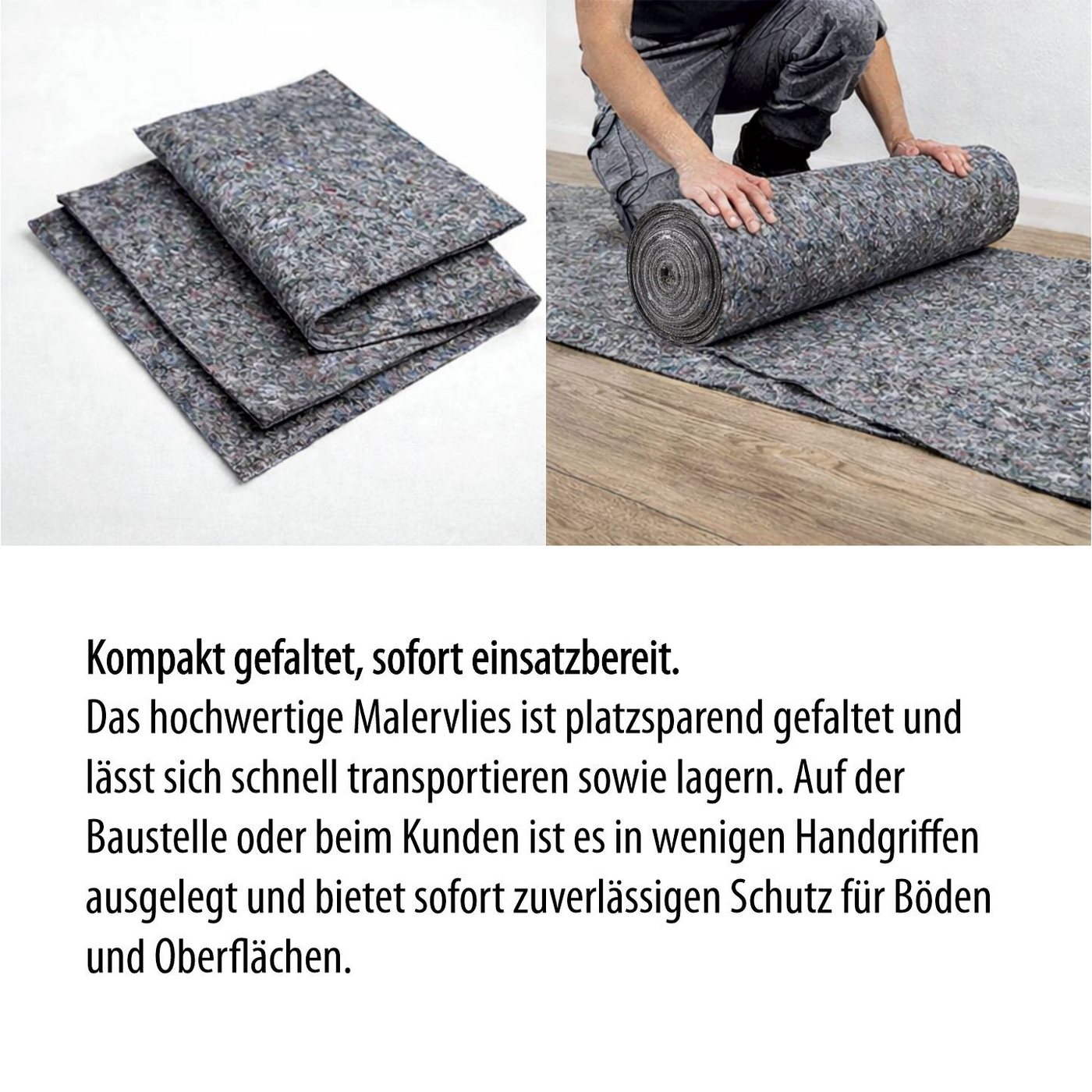 STONE Malervlies Abdeckvlies 180 g/m² 50 m Rolle – Schutzvlies für Boden & Renovierung, 180 g/m² Malervlies Rolle – rutschfest & saugstark - 1 m x 50 m Bild 4