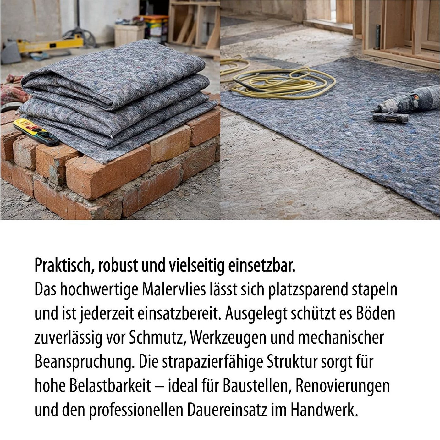 STONE Malervlies Abdeckvlies 180 g/m² 50 m Rolle – Schutzvlies für Boden & Renovierung, 180 g/m² Malervlies Rolle – rutschfest & saugstark - 1 m x 50 m Bild 5