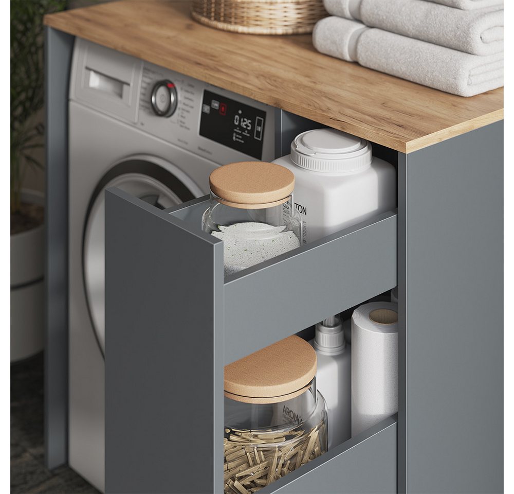 Vicco Waschmaschinenumbauschrank Viktor, Anthrazit/Goldkraft Eiche, 93.6 x 88.2 cm mit Rollcontainer (1-St) Bild 2