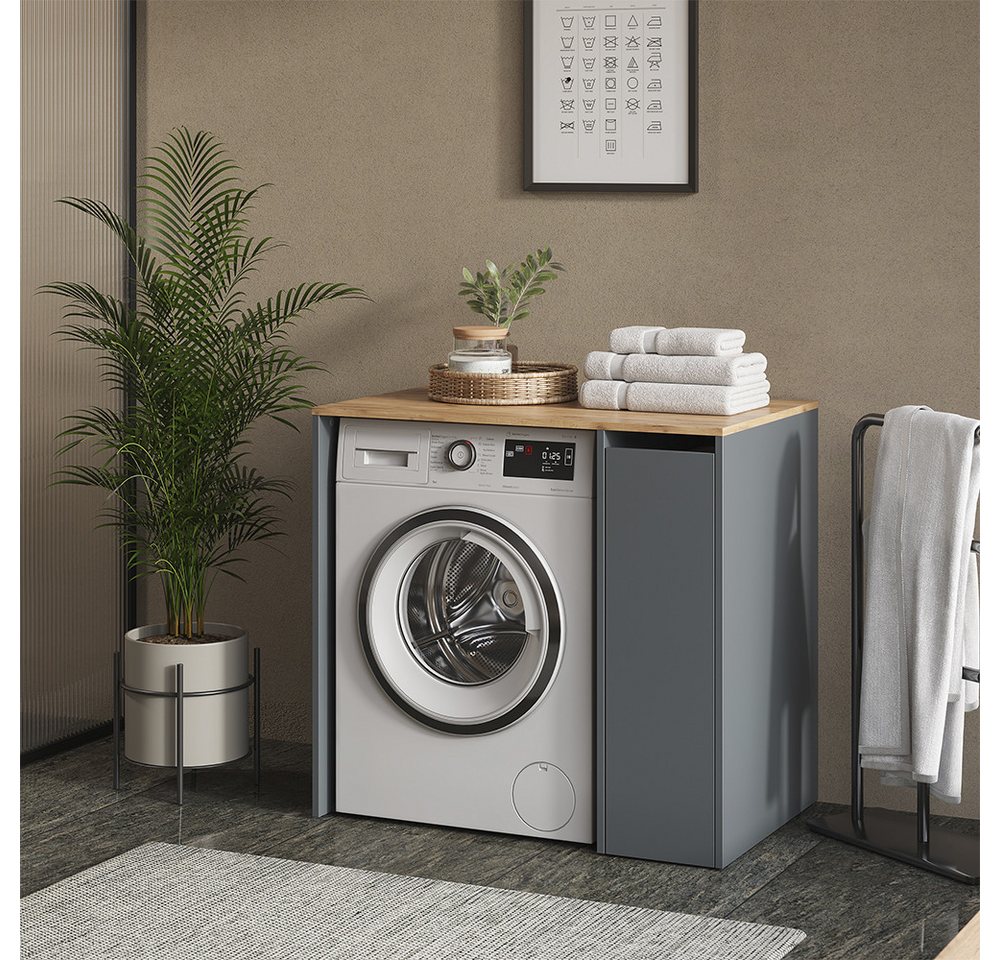 Vicco Waschmaschinenumbauschrank Viktor, Anthrazit/Goldkraft Eiche, 93.6 x 88.2 cm mit Rollcontainer (1-St) Bild 3