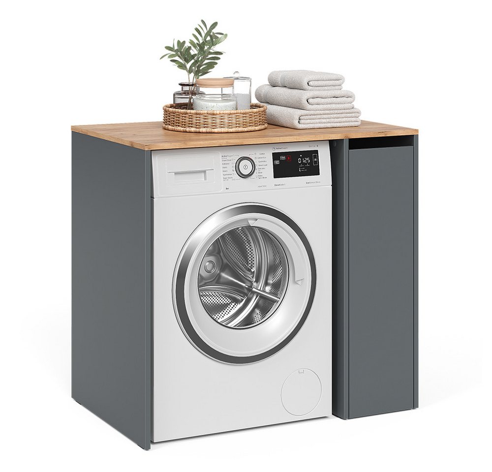 Vicco Waschmaschinenumbauschrank Viktor, Anthrazit/Goldkraft Eiche, 93.6 x 88.2 cm mit Rollcontainer (1-St) Bild 5