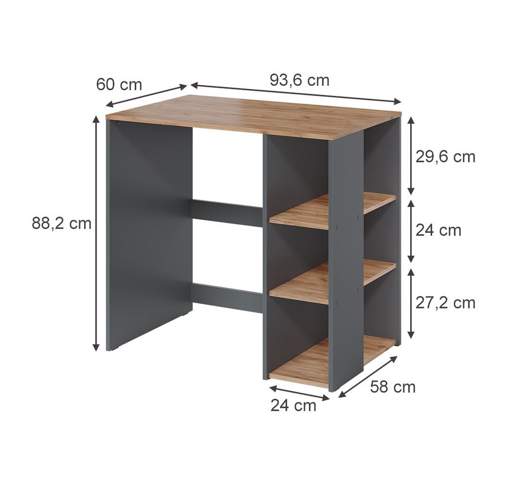 Vicco Waschmaschinenumbauschrank Viktor, Anthrazit/Goldkraft Eiche, 93.6 x 88.2 cm mit Regal (1-St) Bild 4