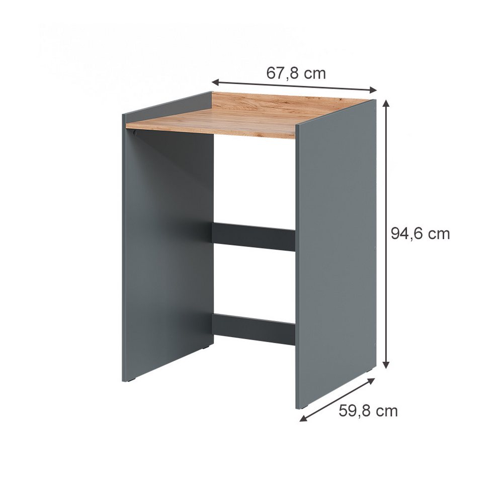 Vicco Waschmaschinenumbauschrank Viktor, Anthrazit/Goldkraft Eiche, 67.8 x 94.6 cm mit erhöhtem Rand (1-St) Bild 4