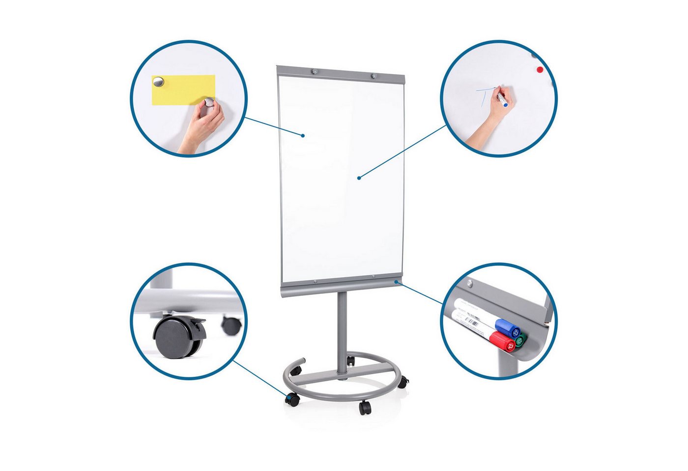 hjh OFFICE Magnettafel Whiteboard Multiboard Stahl, 2-in-1 Flipchart und Whiteboard Bild 3