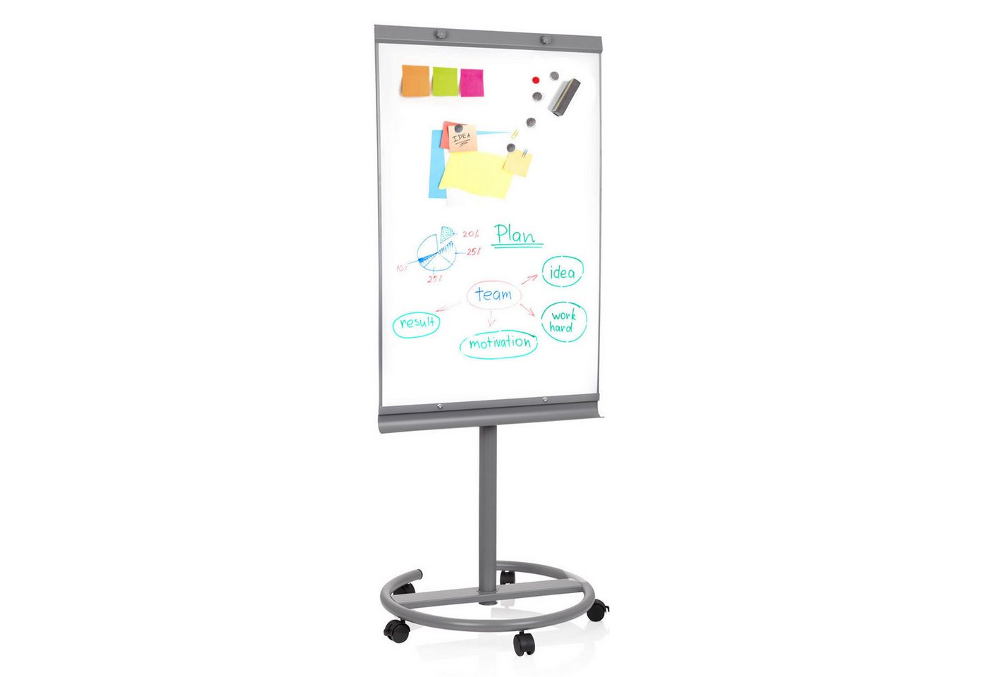 hjh OFFICE Magnettafel Whiteboard Multiboard Stahl, 2-in-1 Flipchart und Whiteboard Bild 4