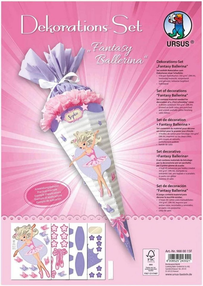 Ursus - Ludwig Bähr Schultüte Ursus DEKO-SET für SCHULTÜTE FANTASY Ballerina