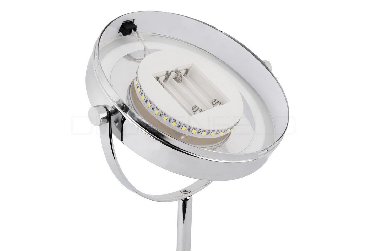 DEUSENFELD Kosmetikspiegel SL10CB Stand-Kosmetikspiegel (Standspiegel), LED Beleuchtung, 10x-Vergrößerung + Normal, für 4xAAA Batterien Bild 2