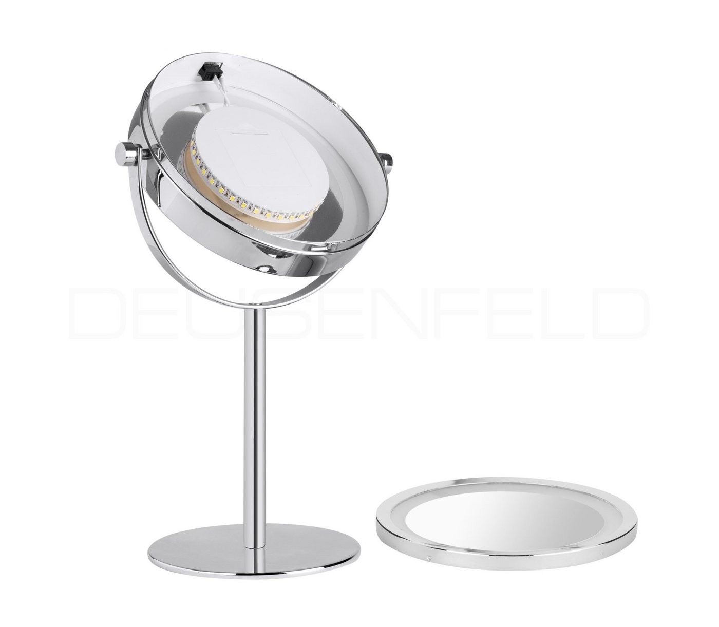 DEUSENFELD Kosmetikspiegel SL10CB Stand-Kosmetikspiegel (Standspiegel), LED Beleuchtung, 10x-Vergrößerung + Normal, für 4xAAA Batterien Bild 3