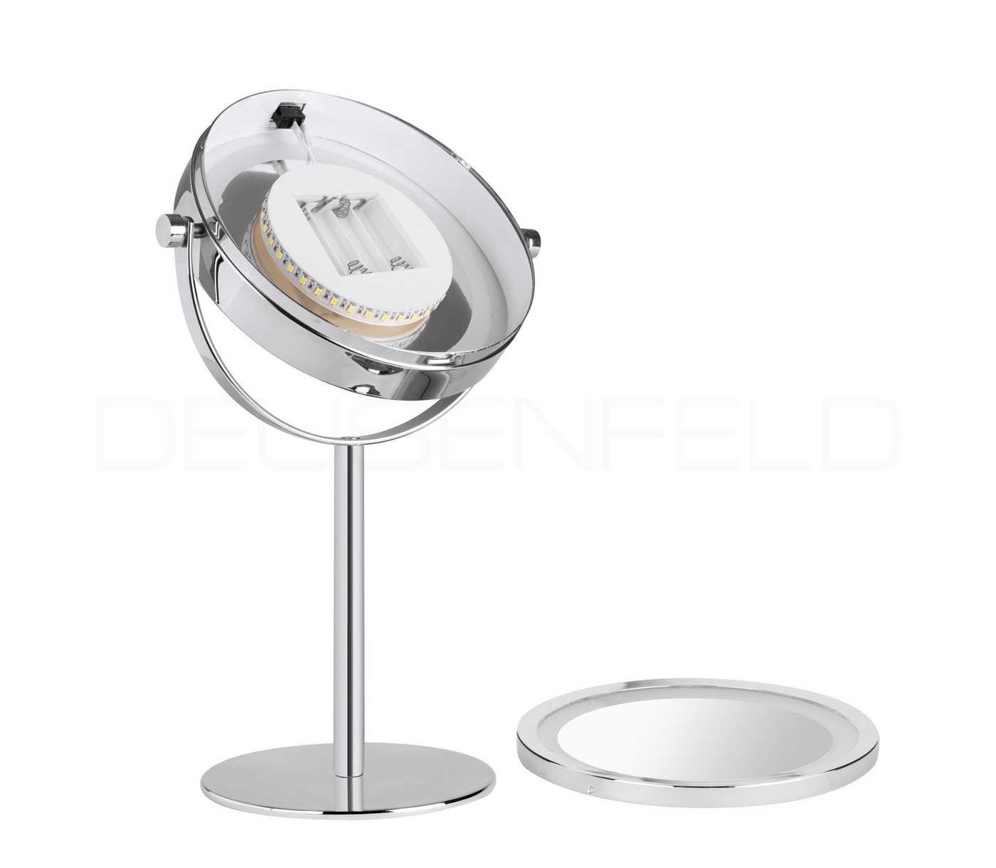 DEUSENFELD Kosmetikspiegel SL10CB Stand-Kosmetikspiegel (Standspiegel), LED Beleuchtung, 10x-Vergrößerung + Normal, für 4xAAA Batterien Bild 4