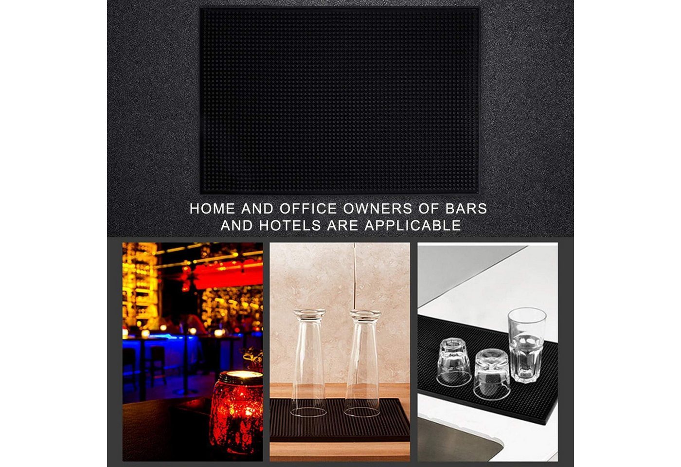 LuxusKollektion Getränkeuntersetzer XL Barmatte Küchen Zubehör Bar Service Mat Silikon 30x45cm Antirutsch