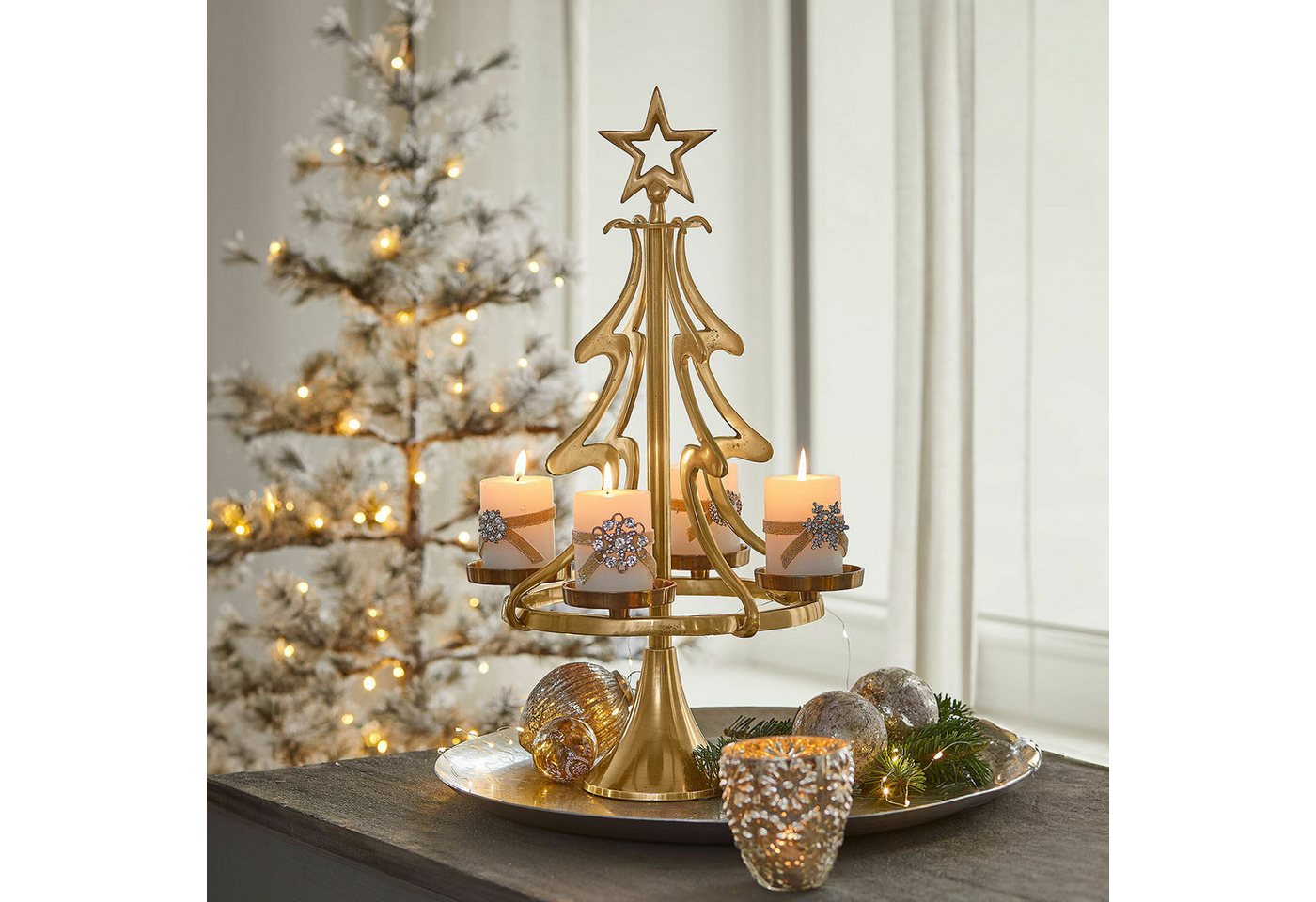 Mirabeau Adventskranz Adventskranzständer Gaetana gold Bild 4