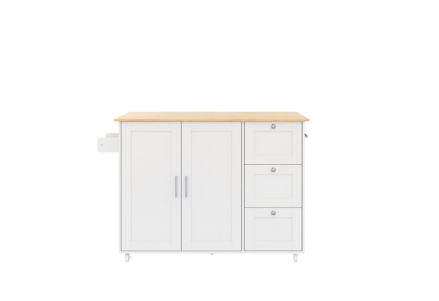 Flieks Küchenwagen mit erweiterbarer Arbeitsplatte in Eichenholzoptik und 3 Schubladen, (1 St., L135*B44(70)*H90cm), Kücheninsel Küchenschrank Servierwagen mit verstellbarer Einlegeböden Bild 5