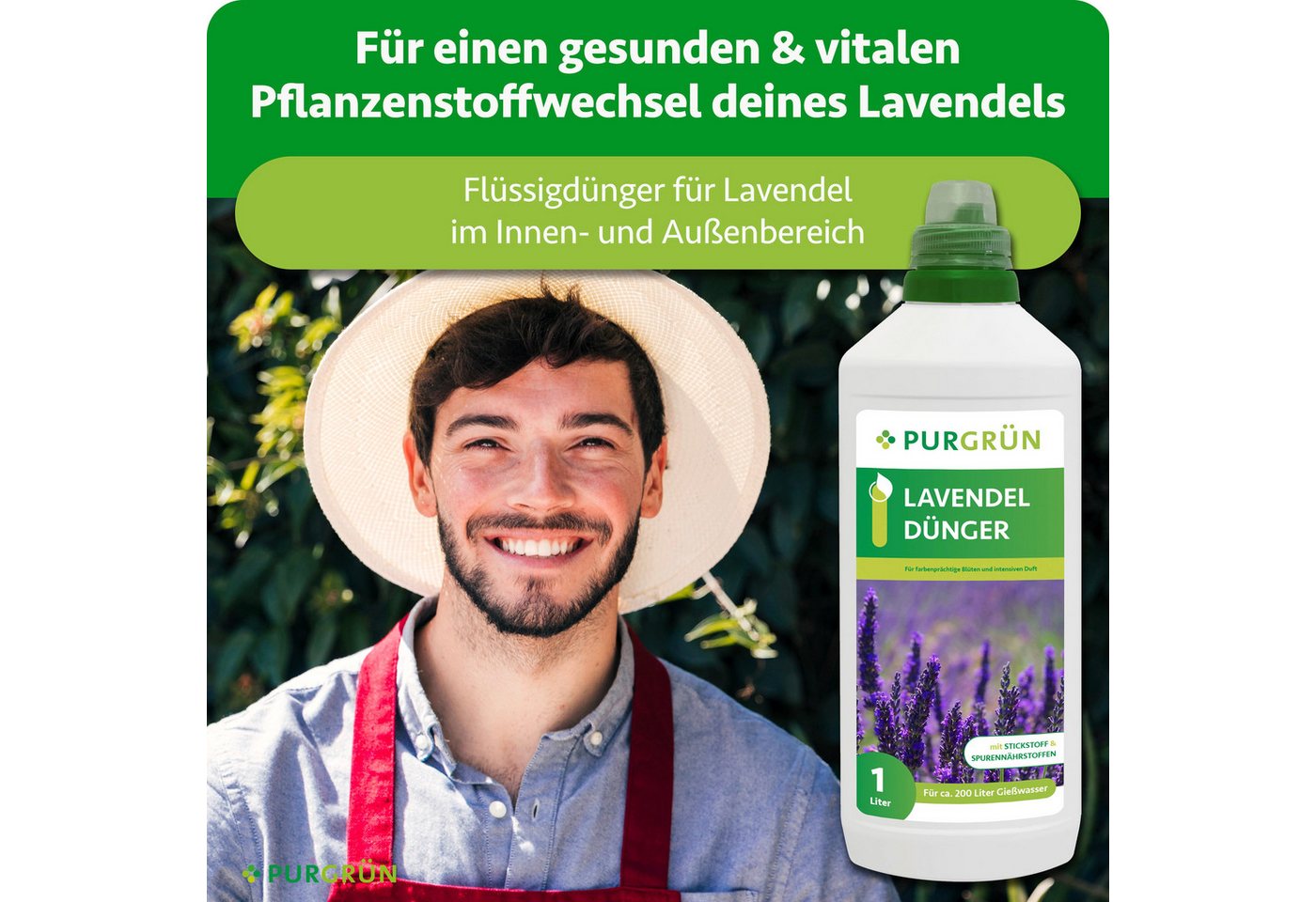 Purgrün Blumendünger Lavendel Dünger, NPK 6+6+8, Kalium, Duftförderung, 1L, Flüssigdünger, 1-St., 1 Liter Bild 5