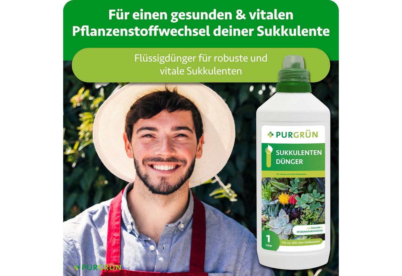 Purgrün Pflanzendünger Sukkulenten Dünger, NPK 3+5+7, reduziert Trockenstress, 1L, Flüssigdünger, 1-St., 1 Liter Bild 4