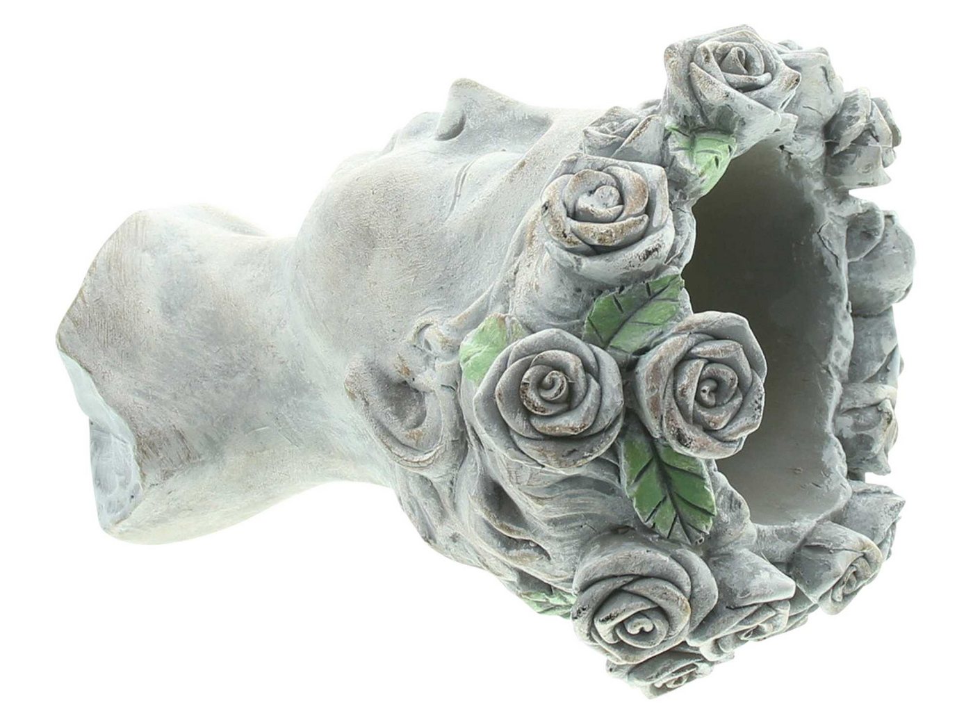 Dekoleidenschaft Blumentopf Büste "Rosenkrone" Pflanztopf, Pflanzgefäß, Pflanzschale, Gartendeko, in antiker Steinoptik aus Polyresin für Draußen