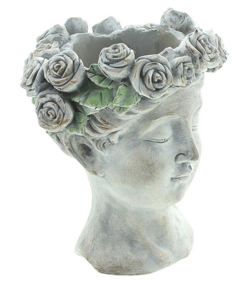 Dekoleidenschaft Blumentopf Büste "Rosenkrone" Pflanztopf, Pflanzgefäß, Pflanzschale, Gartendeko, in antiker Steinoptik aus Polyresin für Draußen Bild 4