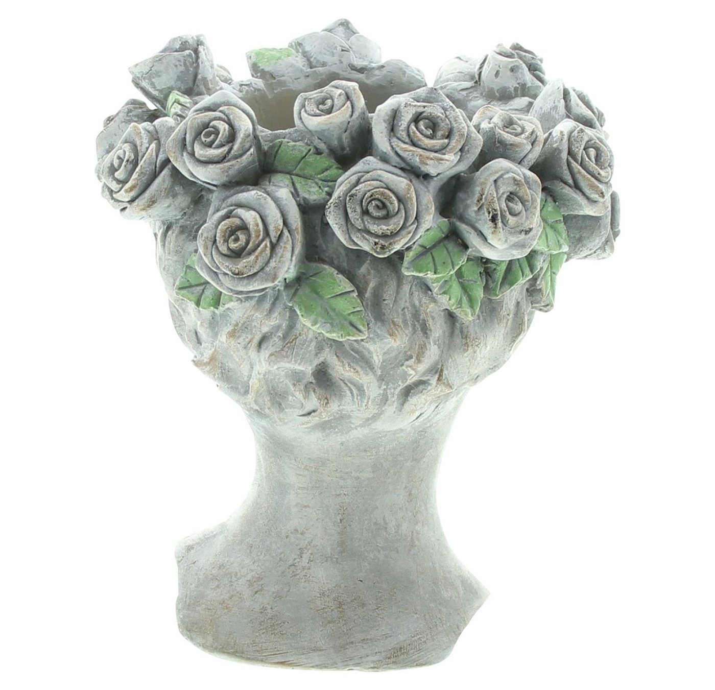 Dekoleidenschaft Blumentopf Büste "Rosenkrone" Pflanztopf, Pflanzgefäß, Pflanzschale, Gartendeko, in antiker Steinoptik aus Polyresin für Draußen Bild 5