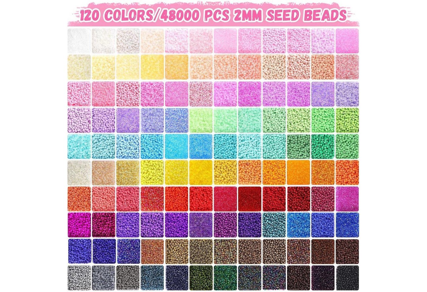 LuxusKollektion Bastelperlen Perlen Set 120 Farben 2mm Buchstabenperlen Charms Weihnachten Mädchen