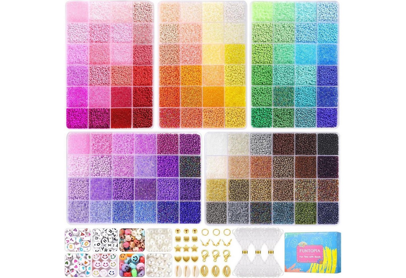 LuxusKollektion Bastelperlen Perlen Set 120 Farben 2mm Buchstabenperlen Charms Weihnachten Mädchen Bild 3