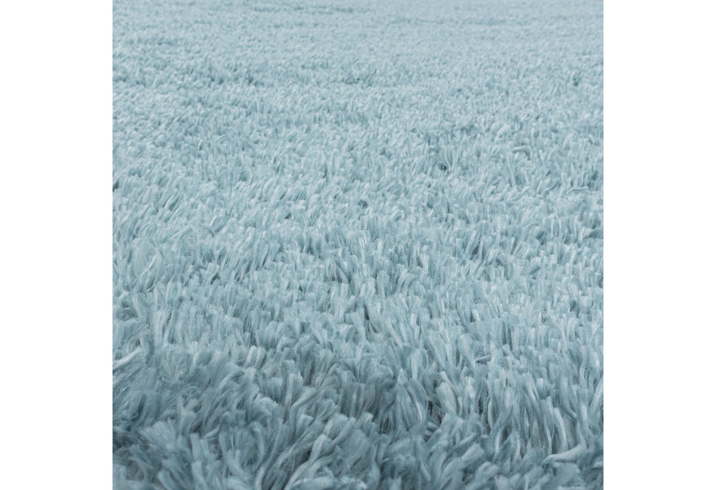 KADIMA DESIGN Teppich SALZACH Shaggy Langflor Wohnzimmer Schlafzimmer Waschbar Flauschig, Rund, Höhe: 52 mm, Blau, 80x80 cm, Wohnzimmerteppich Strapazierfähig Waschbar