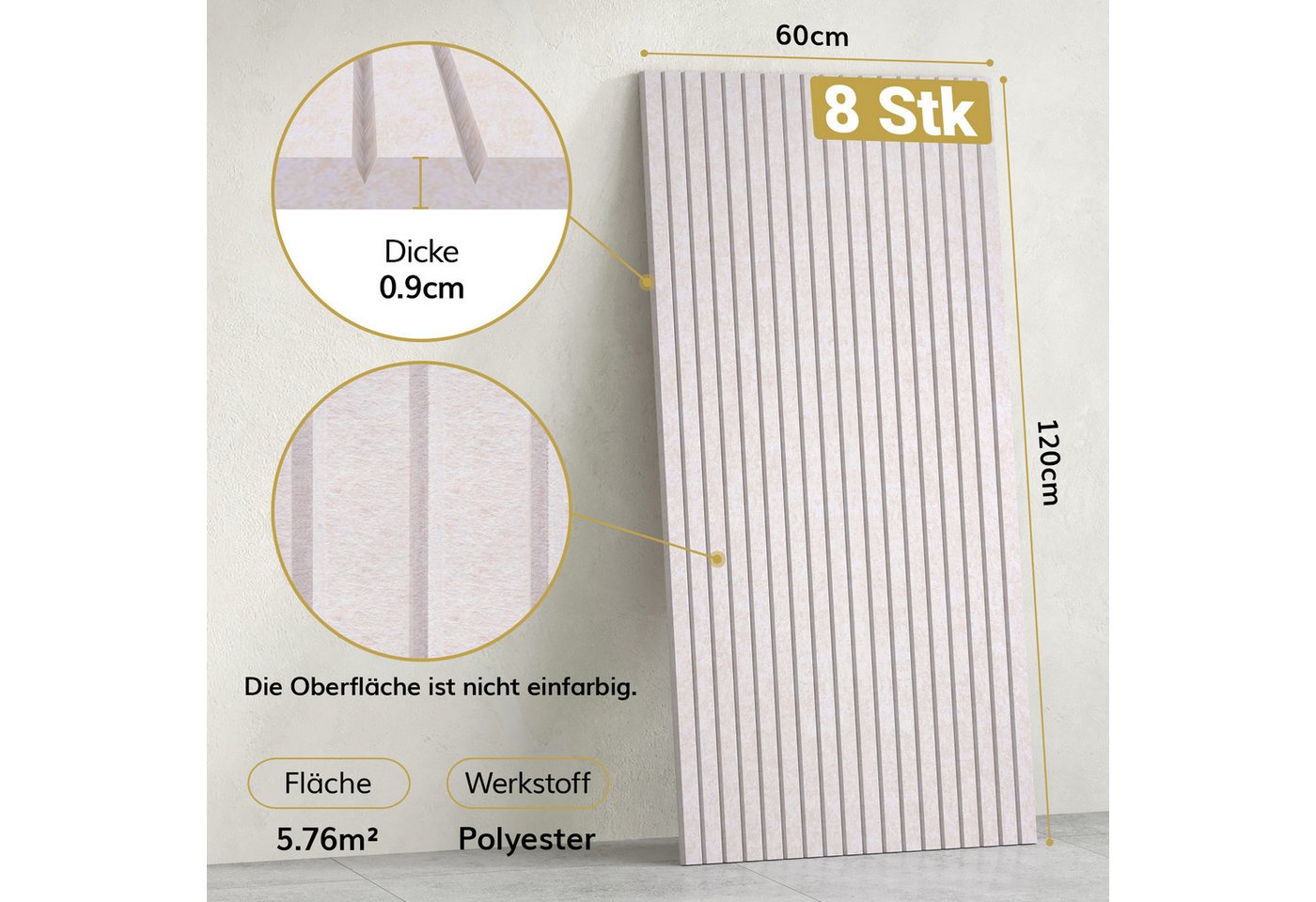 TONOR Schallschutzpaneel Akustikpaneele selbstklebend, 120x60x0.9 cm Schallschutz wand, (8-tlg)
