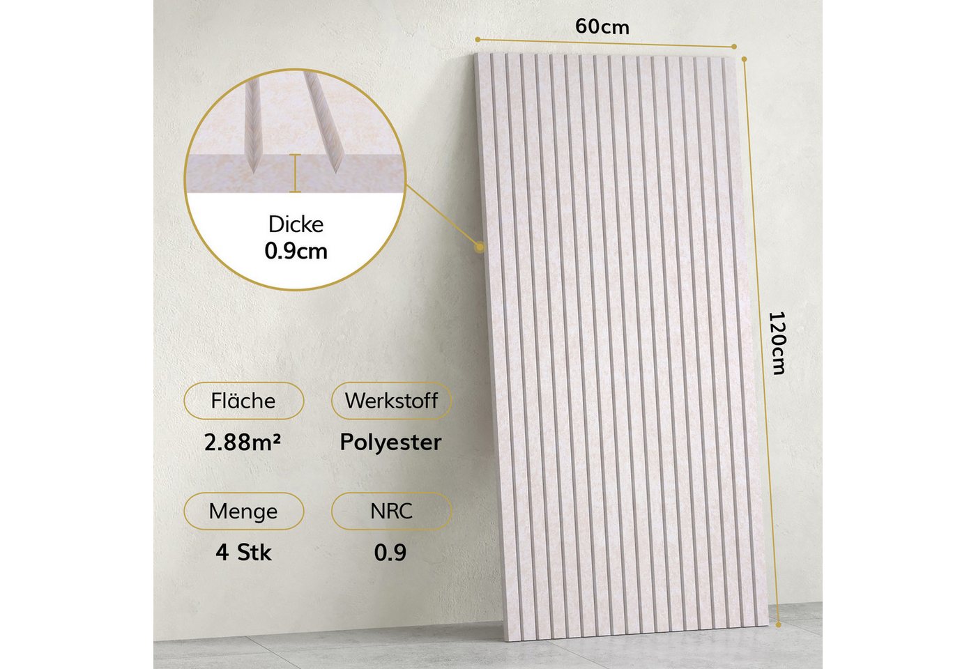 TONOR Schallschutzpaneel Akustikpaneele selbstklebend, 120x60x0.9 cm Schallschutz wand, (4-tlg) Bild 4