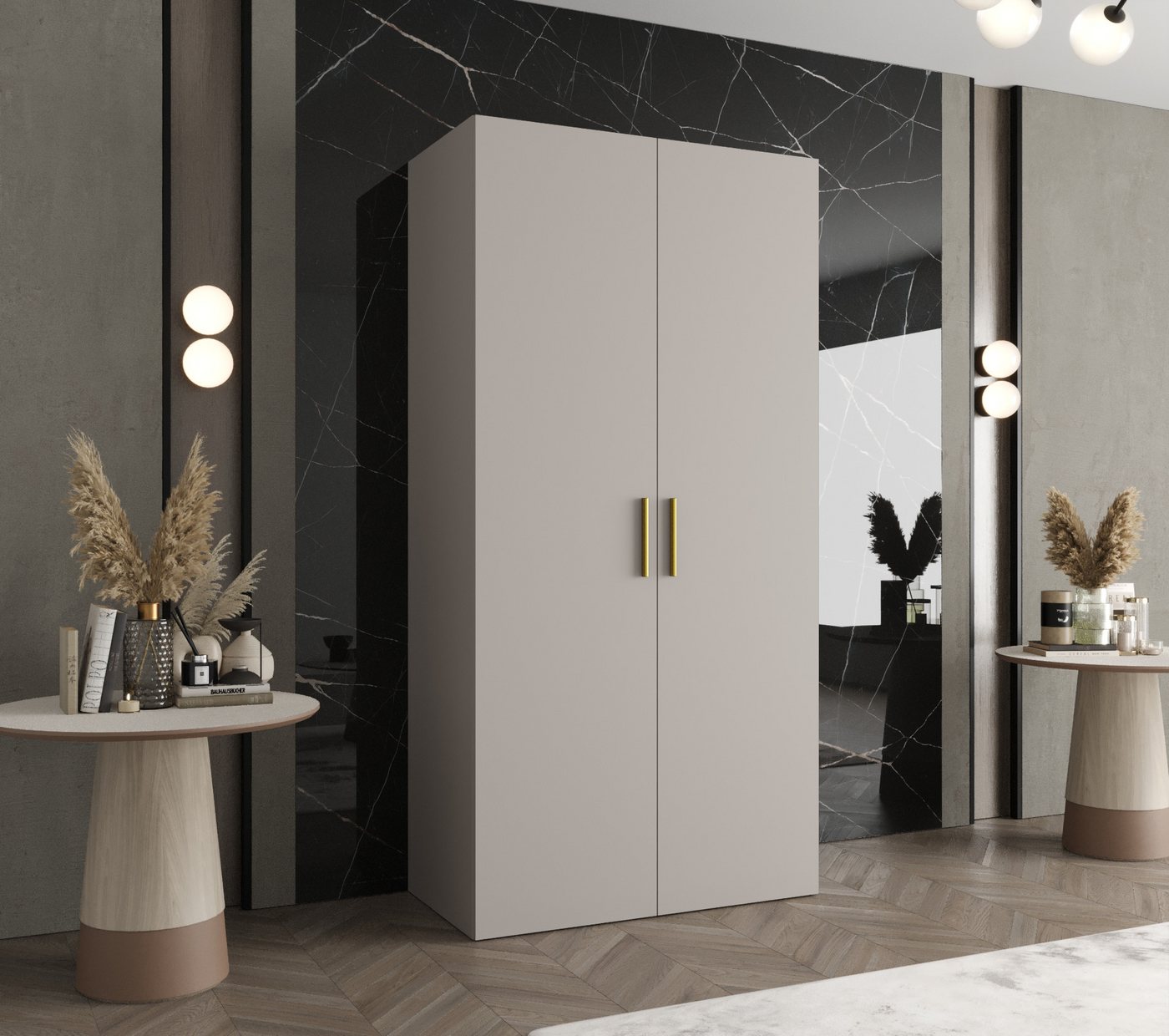 MOEBLO Drehtürenschrank LIVENTO 1 (mit Soft-Close, moderne Griffe – Moderner Kleiderschrank mit Einlegeböden & Kleiderstange für Schlafzimmer und Ankleide, Kleiderschrank Schrank Garderobe Schlafzimmer Drehtürenschrank) (BxHxT): 100/150/200/250/300x202x52 cm Bild 4