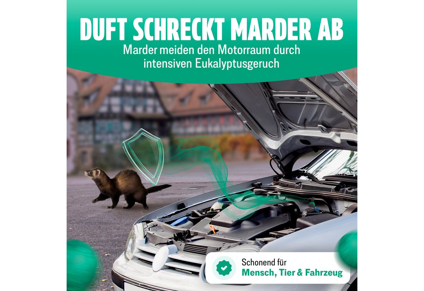 FUTUM Vergrämungsmittel 2x2er Set + 2 Halter Marderkugeln gegen Marder für Auto Marderschutz, 4-St., Marderabwehr Bild 4