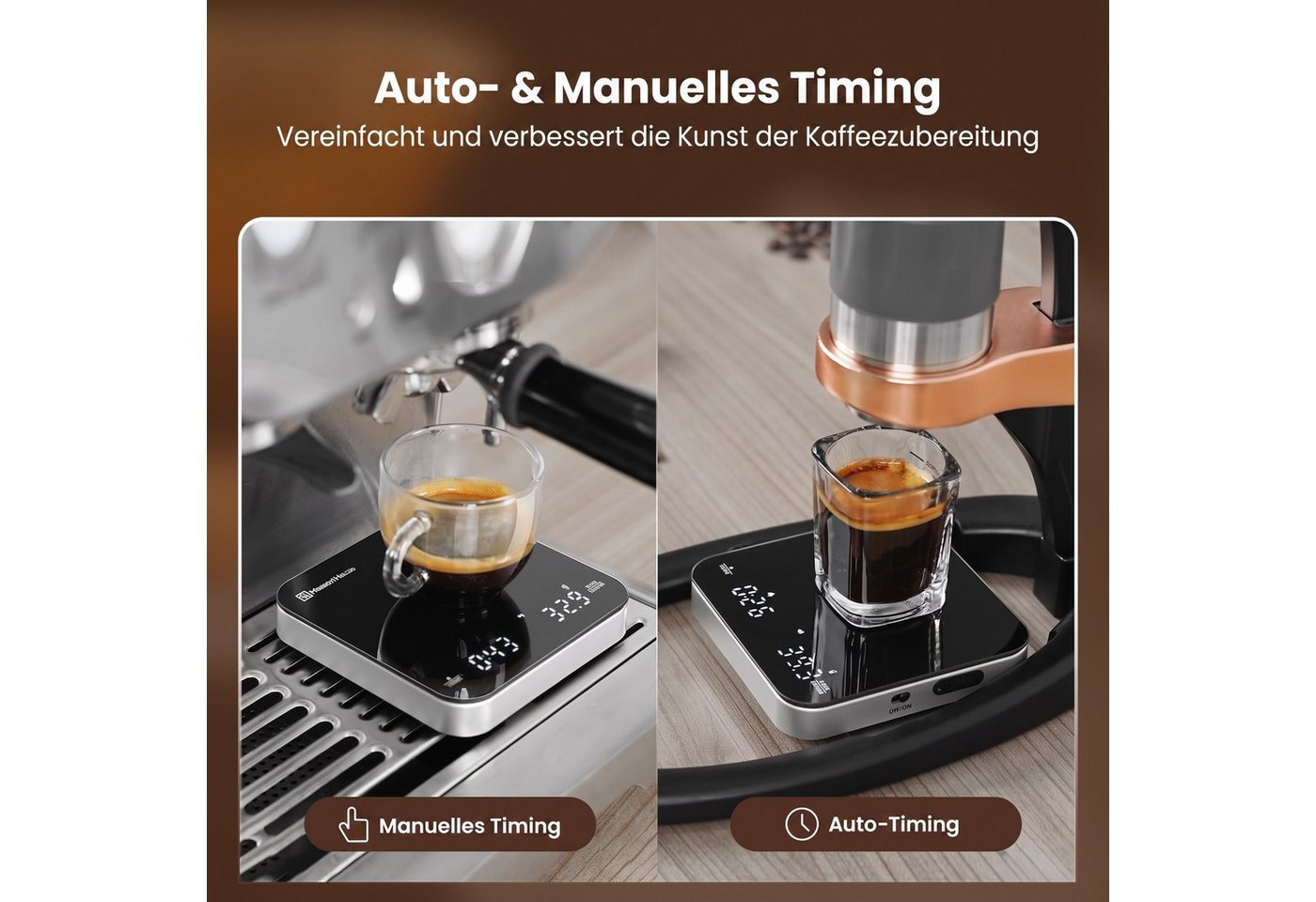 Maestri House Küchenwaage Mini-Kaffeewaage mit Timer, USB-C-wiederaufladbare Espressowaage, (USB-C-wiederaufladbare Espressowaage tragbare digitale Küchenwaage), 2 kg/0,1 g Bild 5