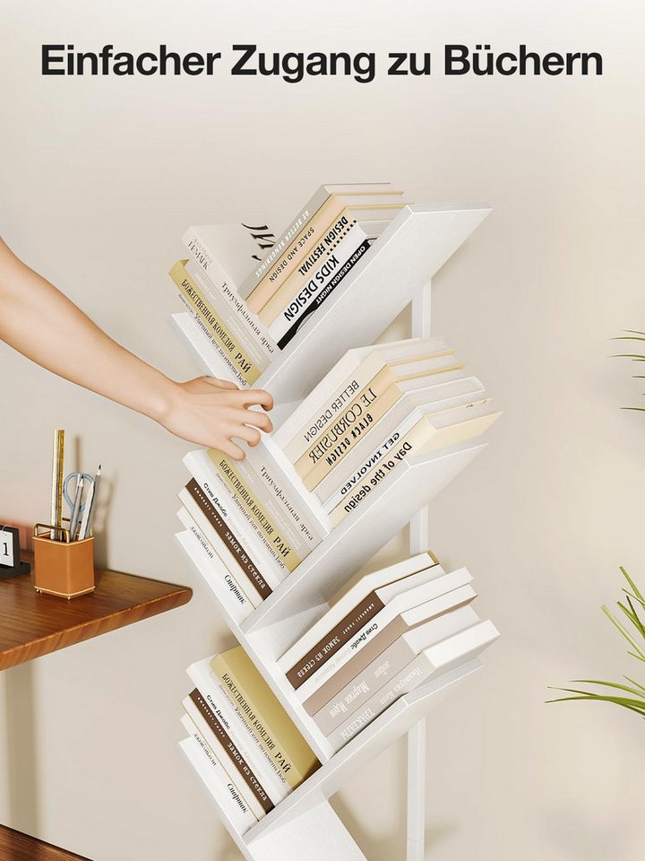 ODK Bücherregal in baumförmiger Optik, 6 offene Regale in Schwarz/Weiß, 1-tlg., Ideal für Wohnzimmer & Schlafzimmer Bild 2