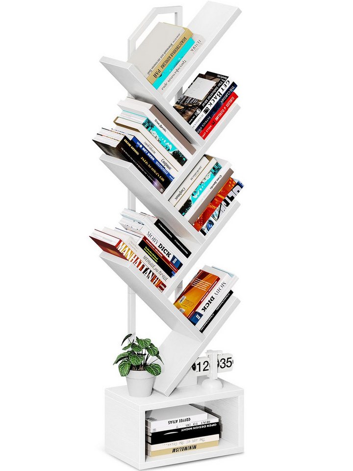 ODK Bücherregal in baumförmiger Optik, 6 offene Regale in Schwarz/Weiß, 1-tlg., Ideal für Wohnzimmer & Schlafzimmer Bild 3