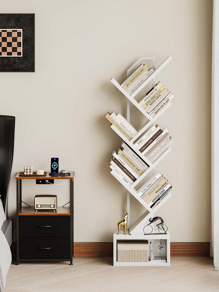 ODK Bücherregal in baumförmiger Optik, 6 offene Regale in Schwarz/Weiß, 1-tlg., Ideal für Wohnzimmer & Schlafzimmer Bild 4