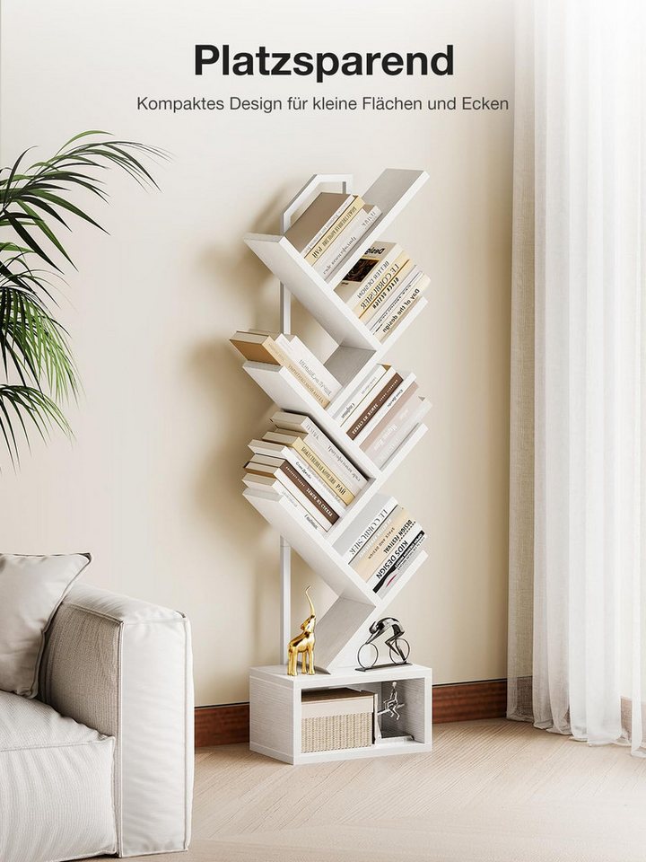 ODK Bücherregal in baumförmiger Optik, 6 offene Regale in Schwarz/Weiß, 1-tlg., Ideal für Wohnzimmer & Schlafzimmer Bild 5