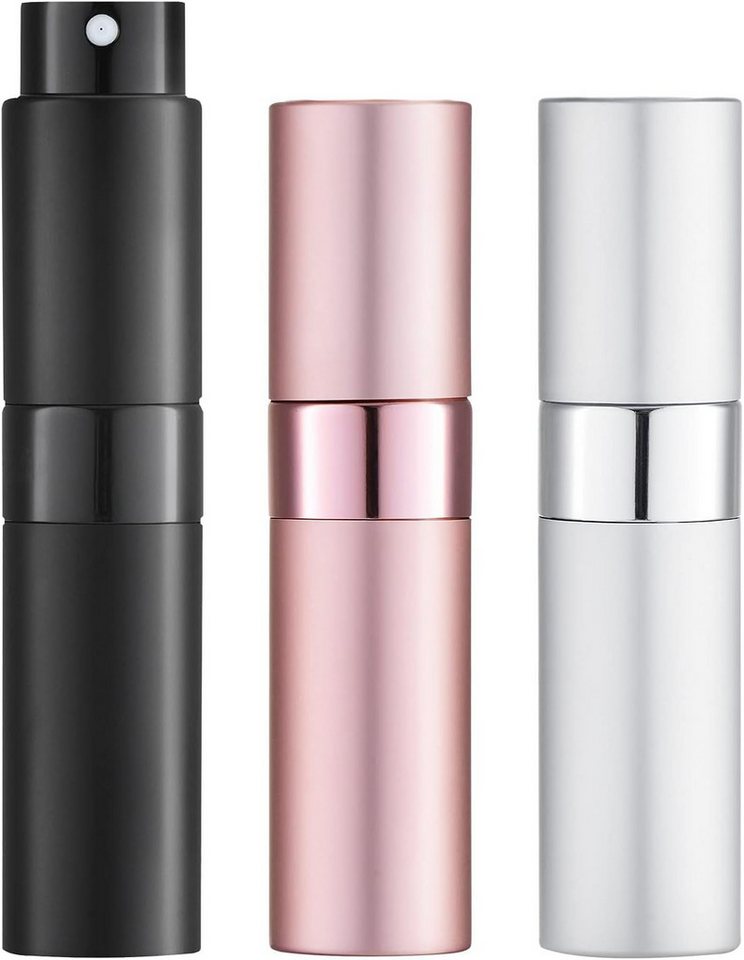 FELIXLEO Sprühflasche 3er Set 8ml Parfum Zerstäuber Leer Nachfüllbar Silber Pink Schwarz, (1-tlg) Bild 3