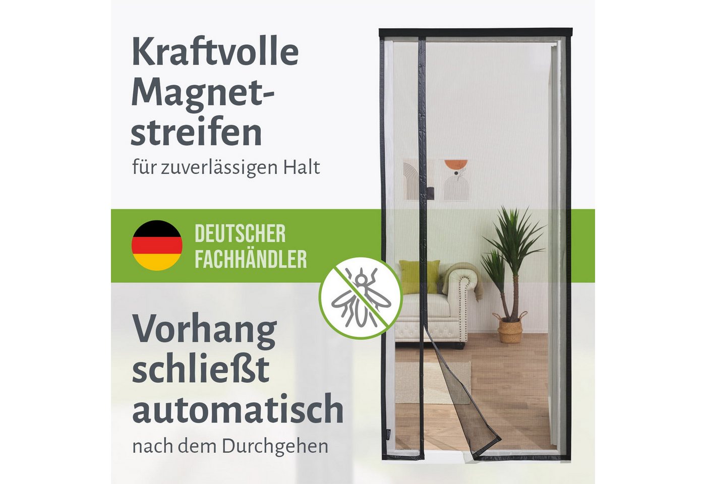 empasa Insektenschutz-Vorhang "DELUXE" seitlich, (1-St), Lamellenvorhang seitlicher Eingang - mit Magnetverschluss