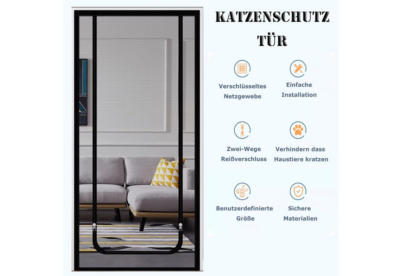 Ledander Insektenschutz-Tür Katzengittertür, verstärkte Maschendrahtgittertür