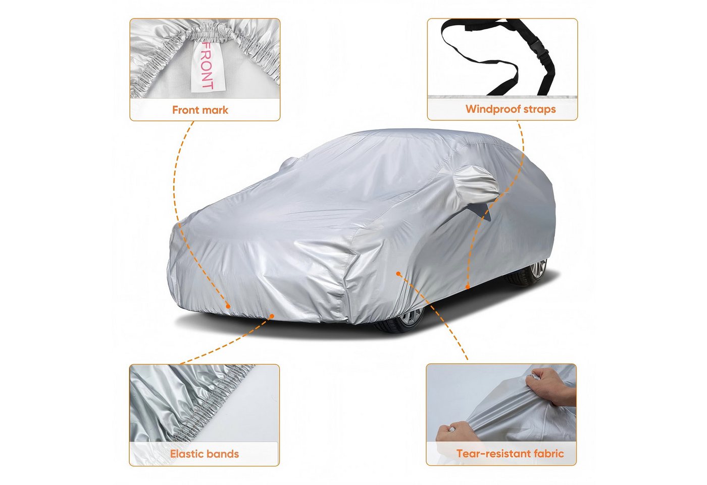 MIBODE Autoplane Autoplane Autoschutzhülle Auto Abdeckplane Car Cover Autoplane Silber