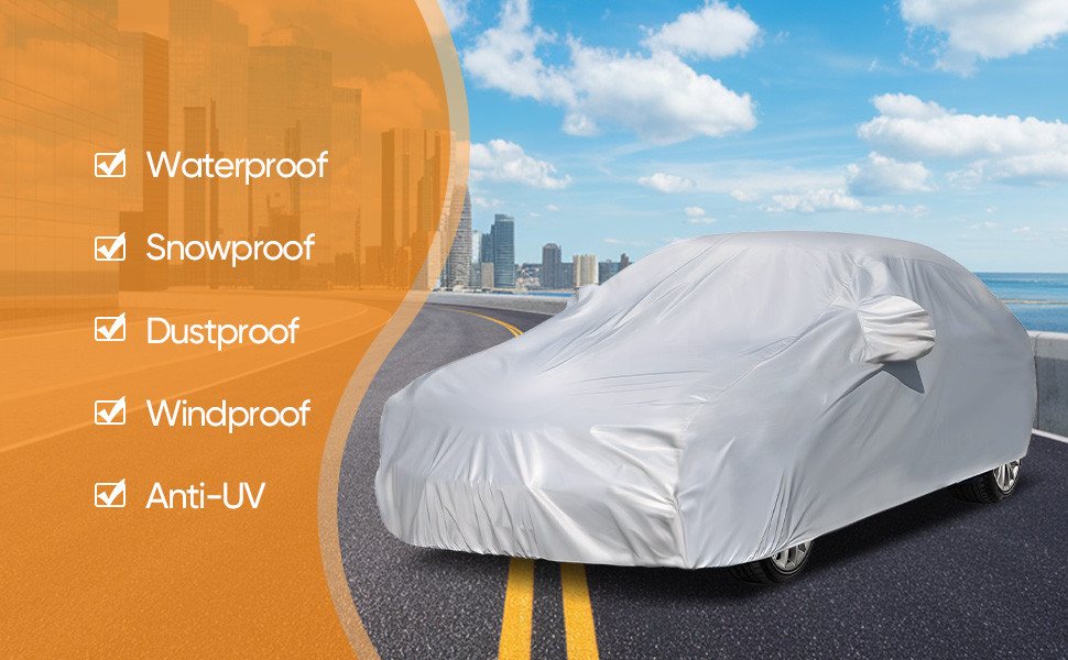 MIBODE Autoplane Autoplane Autoschutzhülle Auto Abdeckplane Car Cover Autoplane Silber Bild 5