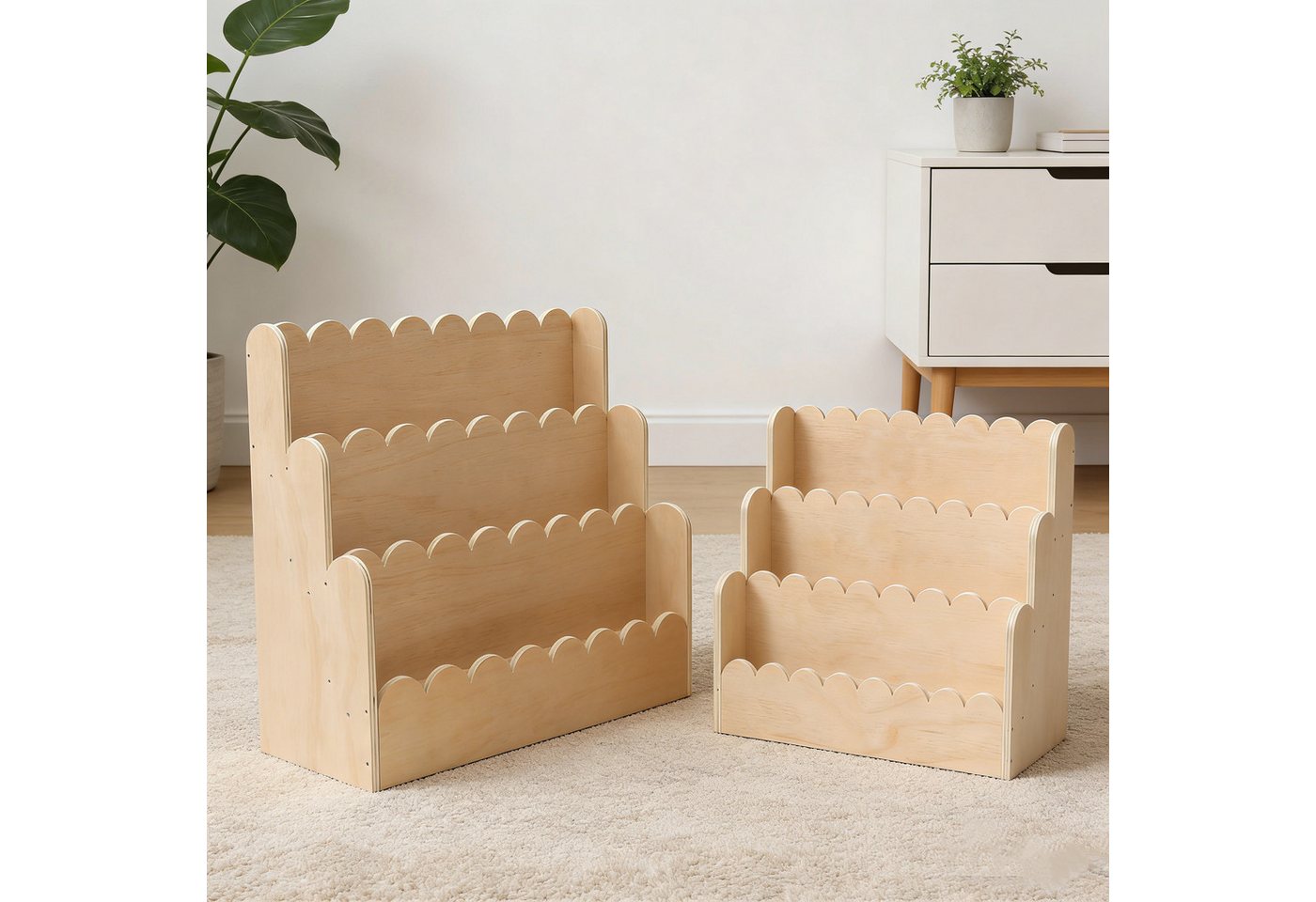 Little Goldie Bücherregal Montessori Bücherregal Holz für Kleinkinder 55x27x55 o. 75x27x70 cm