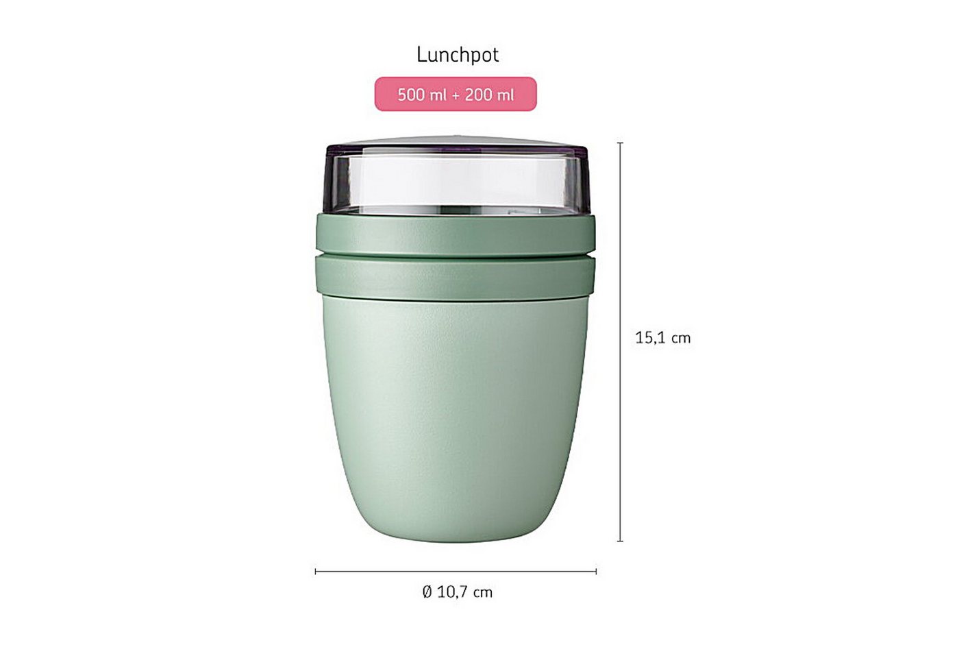 Mepal Lunchbox Lunchpot Ellipse,Praktischer Müslibecher, Joghurtbecher, To Go Becher, Polypropylen (PP), PCTG, geeignet für Tiefkühler, Mikrowelle, Spülmaschine, 500 + 200 ml Bild 5
