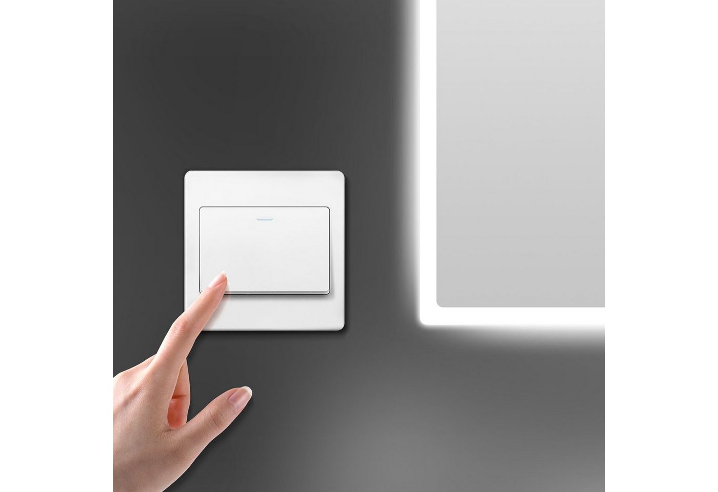 SONNI Badspiegel Badspiegel mit Beleuchtung Wandspiegel 60 x 40cm Led Badspiegel, Kaltweiß Wandschalter Badspiegel mit Licht IP44 Bild 5