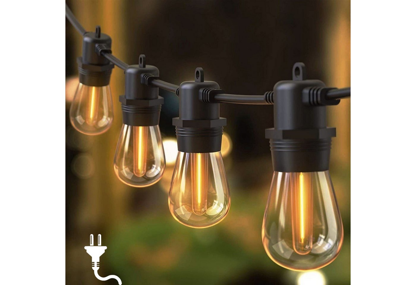 Quntis Lichterkette outdoor strom 16/31m led lichterkette für außen erweiterbare, lichtkette terasse Balkonlampen Gartenlampen biergarten lichterketten Bild 3