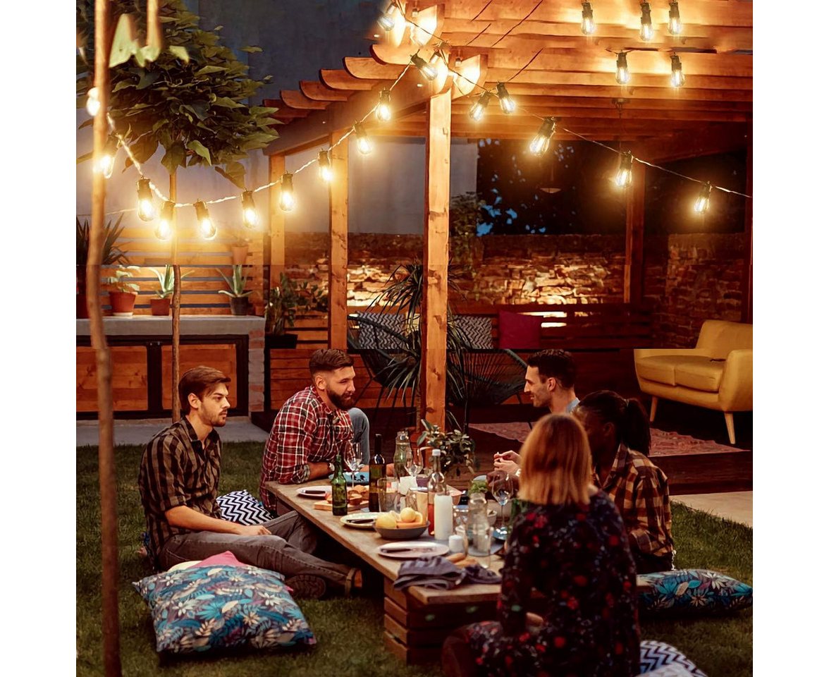 Quntis Lichterkette outdoor strom 16/31m led lichterkette für außen erweiterbare, lichtkette terasse Balkonlampen Gartenlampen biergarten lichterketten Bild 4