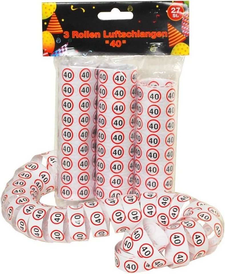 Udo Schmidt Bremen...das Original Luftschlange Luftschlangen 3er Packung Verkehrsschild Zahl 40 1,5cm 1,20 Meter