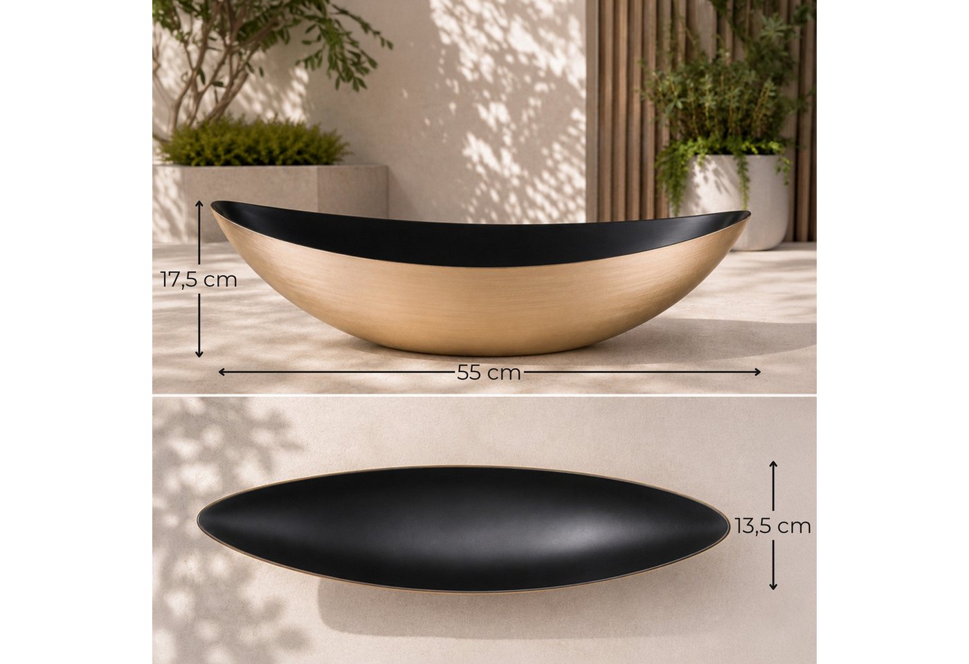 matches21 HOME & HOBBY Blumentopf Große Pflanzschale oval 55 cm für draussen Dekoschale champagner (1 St), Blumen-Schale als wetterfeste Friedhof-Schale Grab-Schmuck Grabschale Bild 5