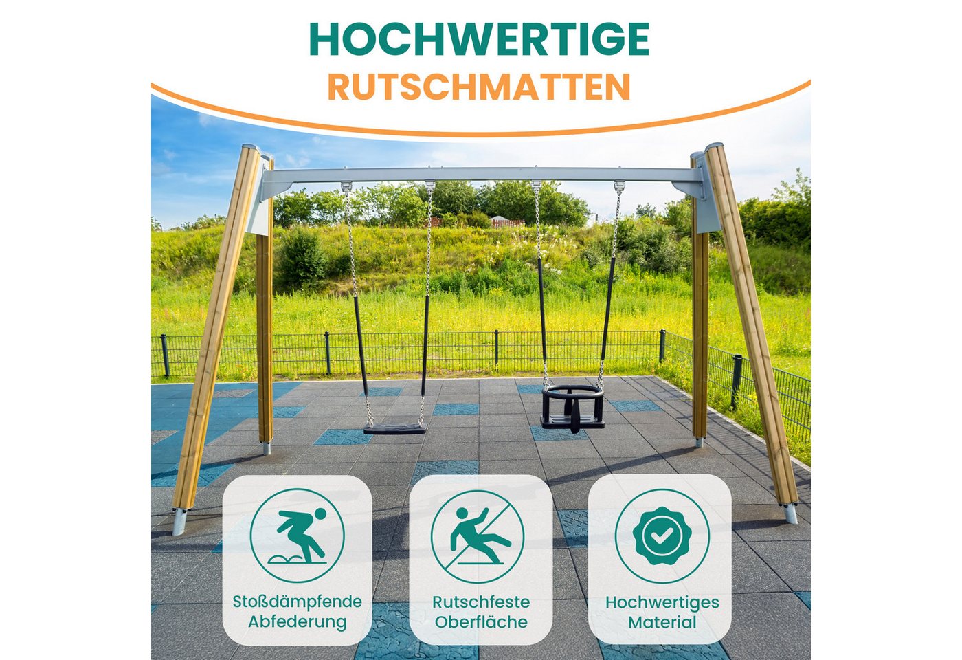 Gartenpirat Gummimatte Fallschutzmatte 50x50 cm Gummimatte für Spielturm Schaukel Rutsche, recyceltes Gummi, 4 Farben, Witterungsbeständig Bild 4