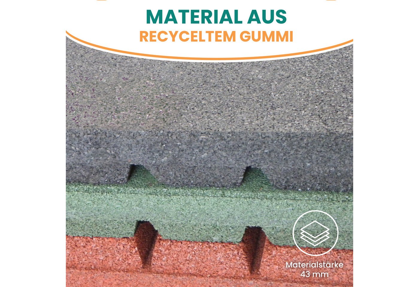 Gartenpirat Gummimatte Fallschutzmatte 50x50 cm Gummimatte für Spielturm Schaukel Rutsche, recyceltes Gummi, 4 Farben, Witterungsbeständig Bild 5