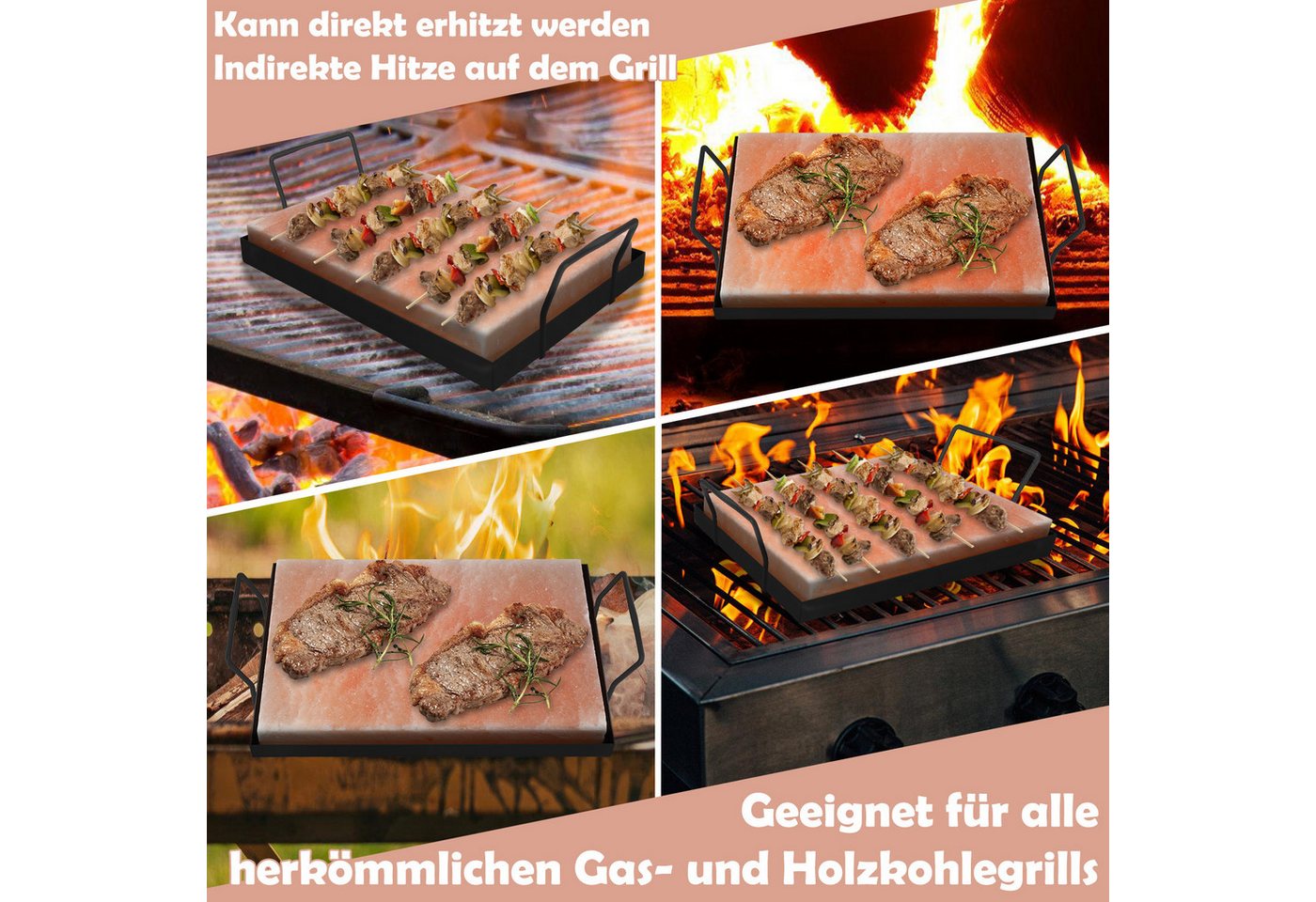 Clanmacy Grill-Salzstein Salzstein mit Halter 30x20x3cm Hochwertiger CHEF Set Fisch BBQ (1-St) Bild 5