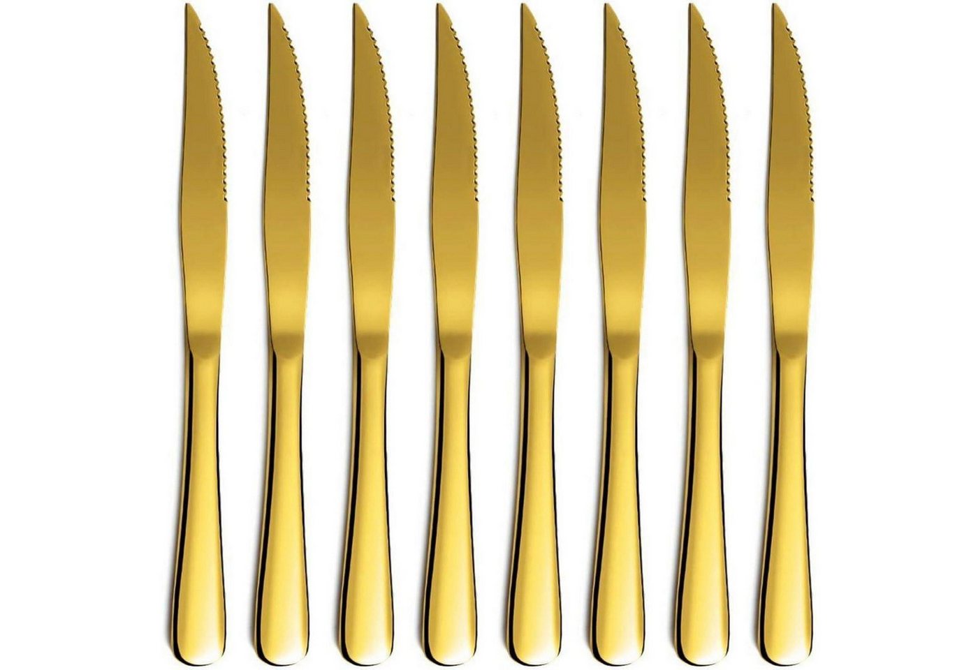 LuxusKollektion Steakbesteck Goldenes Steakmesser Set 8 Stück Edelstahl Spülmaschinenfest Bild 2