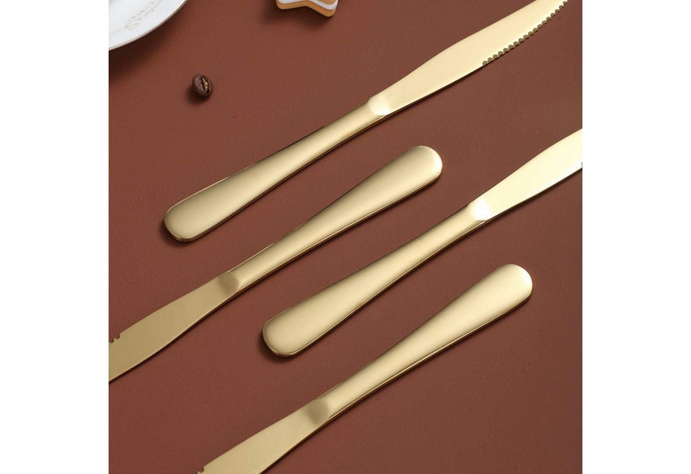 LuxusKollektion Steakbesteck Goldenes Steakmesser Set 8 Stück Edelstahl Spülmaschinenfest Bild 3